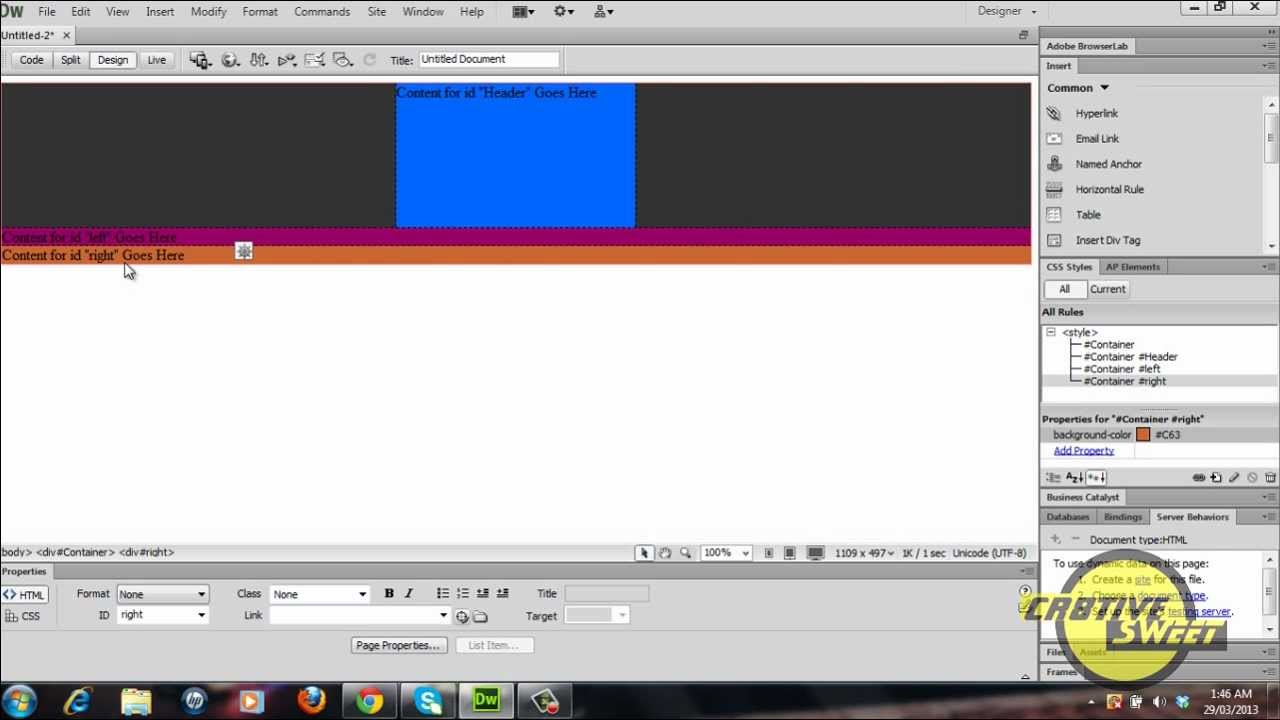 Dreamweaver CS6 Tutorial: Div tags and CSS rules