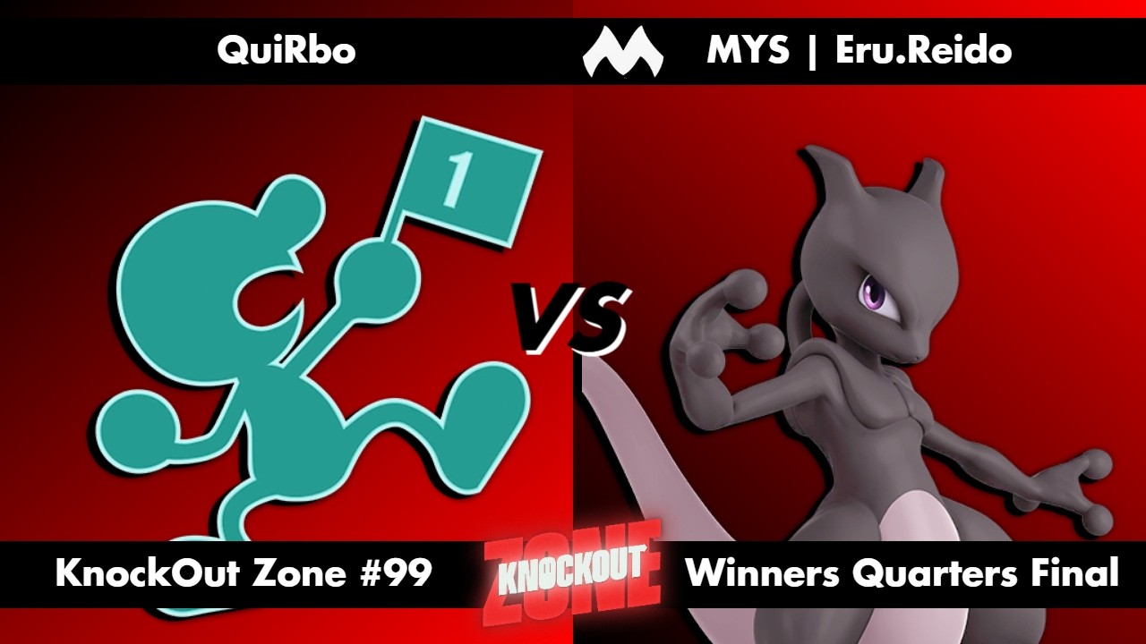 KnockOut Zone #99 - SSBU Winners Quarters Final - QuiRbo (Mr. Game & Watch) vs Eru.Reido (Mewtwo)