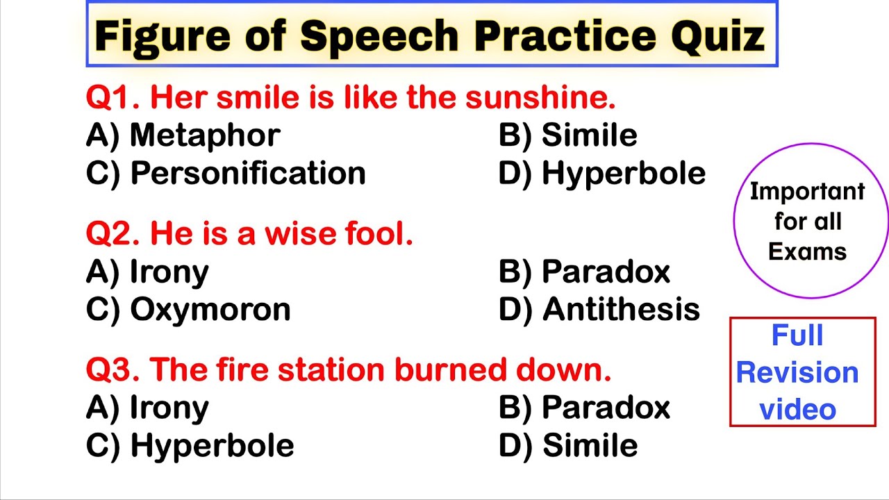#FigureOfSpeech #EnglishGrammar #CompetitiveExams | Figure of Speech Exercise 