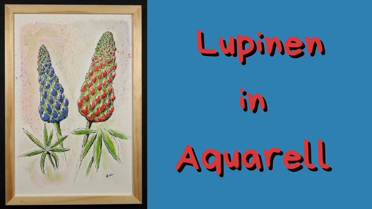 Kleines Torturial für Anfänger, Lupinen ganz einfach, Blumen in Aquarell