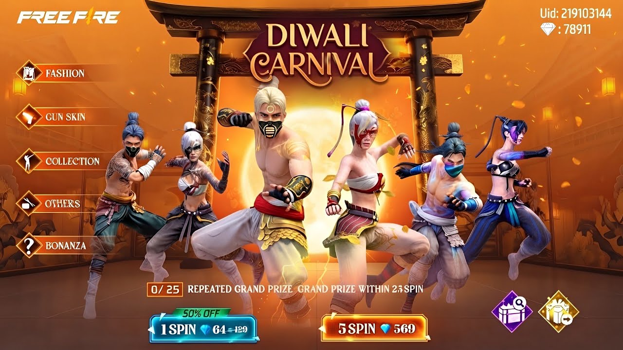Diwali Carnival Event Free Fire💥Golden Shade Bundle Return🤯🥳| Free Fire New Event | FF New Event