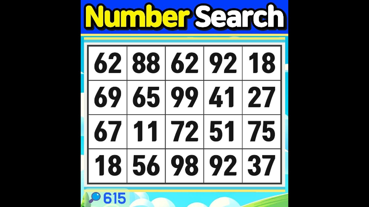 Number Search #615 90% can’t find the last number.【Match | brain game | puzzle 】