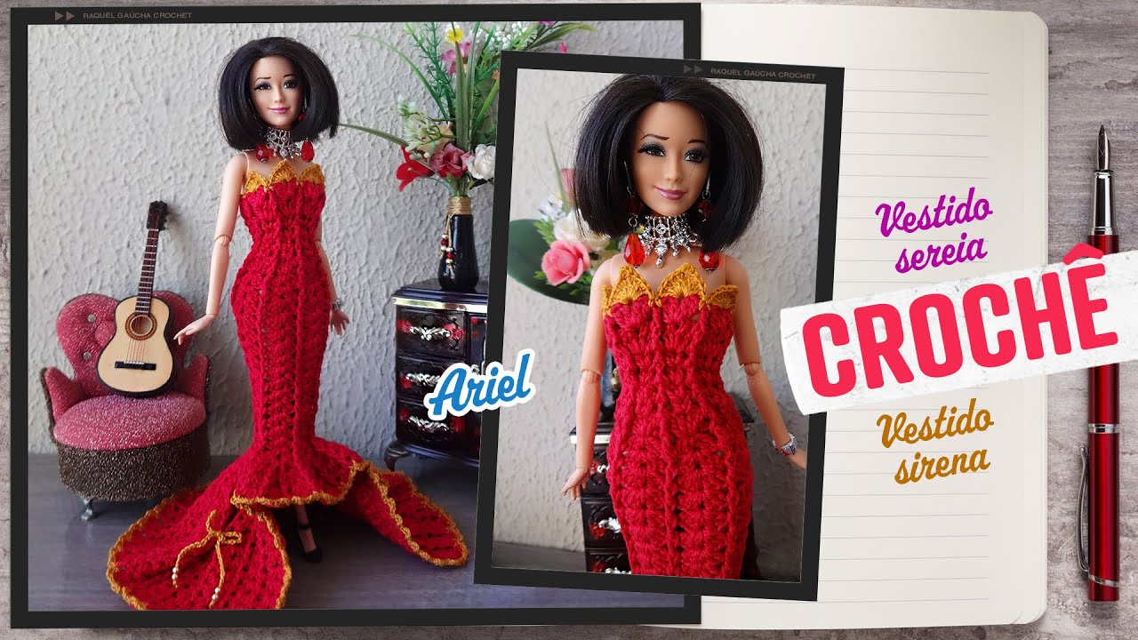 Vestido Sereia de Crochê para Bonecas | Ariel