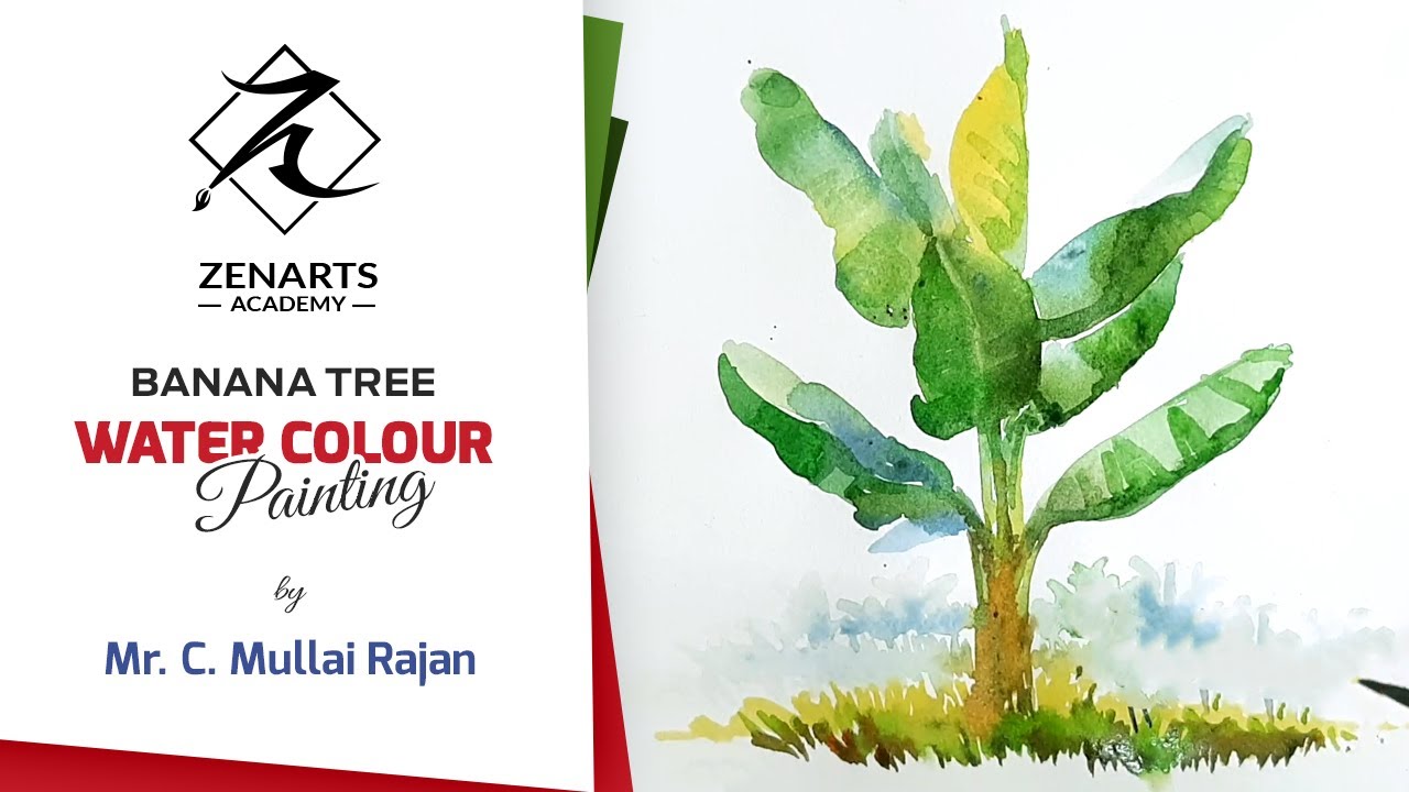 Watercolor Demonstration | Banana Tree using watercolor | Zenarts Academy.