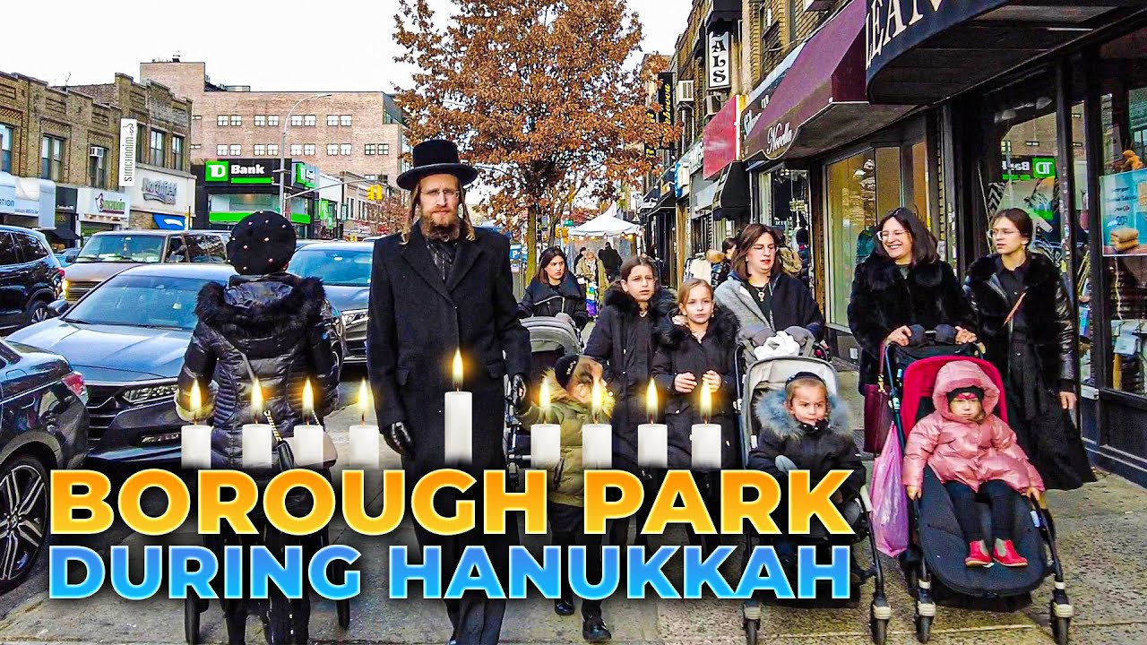 Walking Jewish Community of Borough Park, Brooklyn during Hanukkah 2021