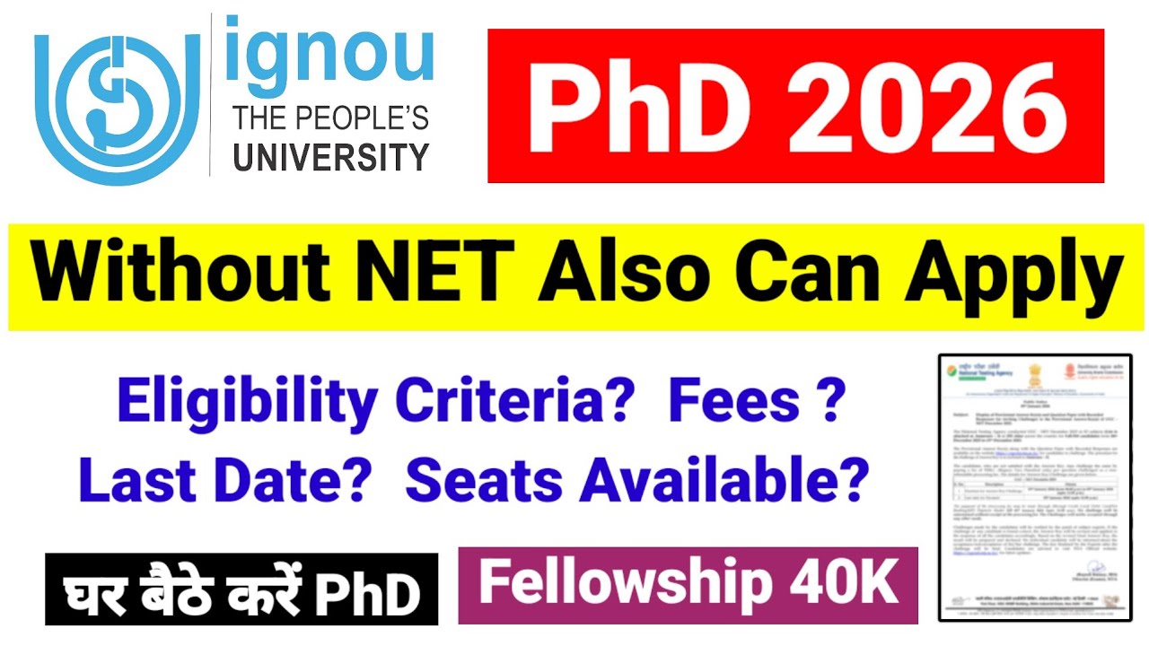 IGNOU PhD Admission 2026 | Without NET PhD? Part Time vs Full Time Complete Details | UGC NET MENTOR