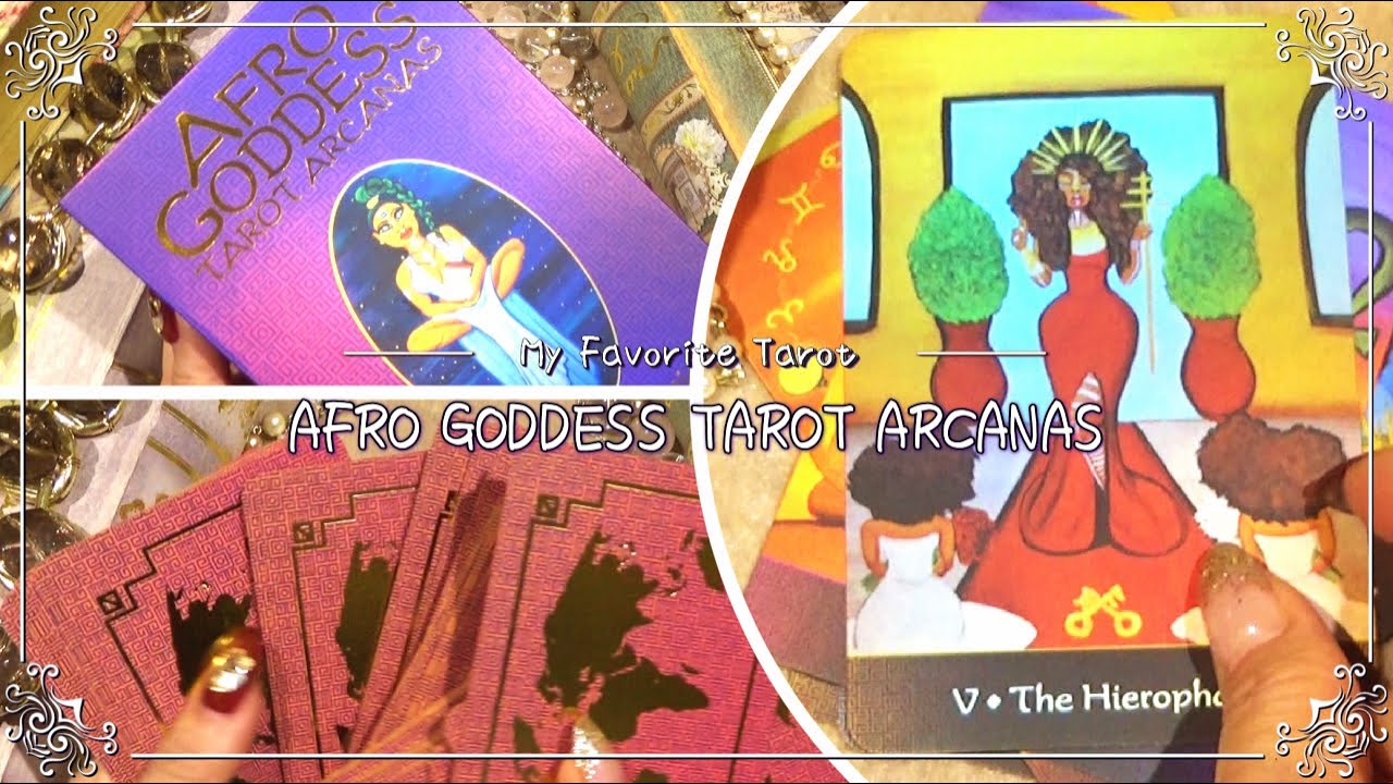 【AFRO GODDESS TAROT ARCANAS】Таро с голографической бумагой, которая сверкает♪