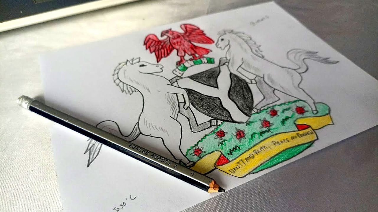 How to draw Nigeria Coat of Arms
