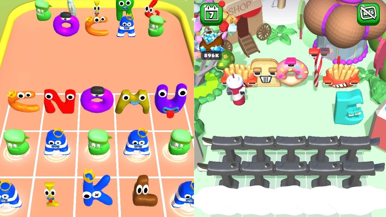 Merge Alphabet Food Battle Vs Merge Alphabet Run Max Level Gameplay
