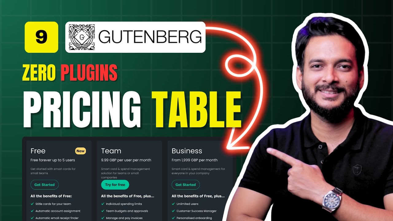 Day 9: Design Pricing Table using Gutenberg no additional plugin require