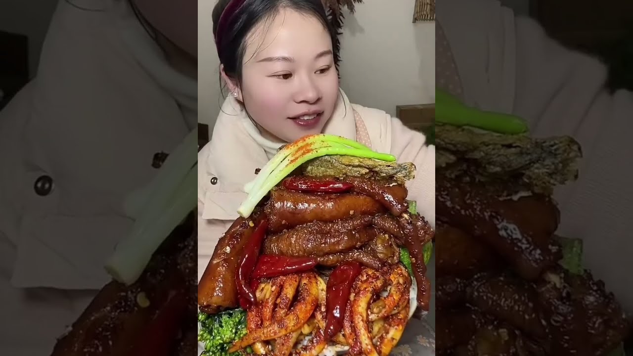 Susu Yummy Spicy Food Mukbang 😋 Eating Spicy Seafood With Fried Pork Tails And Green Vegetable #asmr
