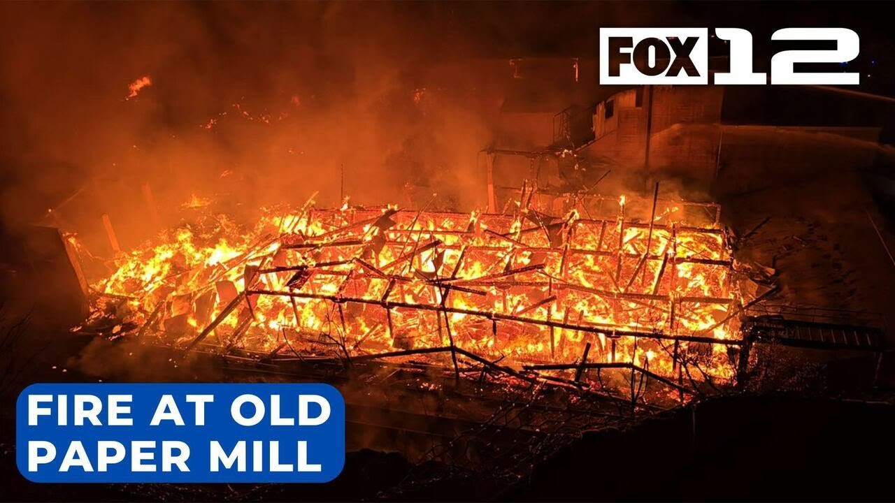 Crews battling massive fire at old paper mill in Oregon City