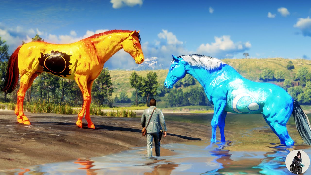 Arthur Morgan Spots and Tames the Most Beautiful and Ginormous Schorcher and Crecent Horse at Island