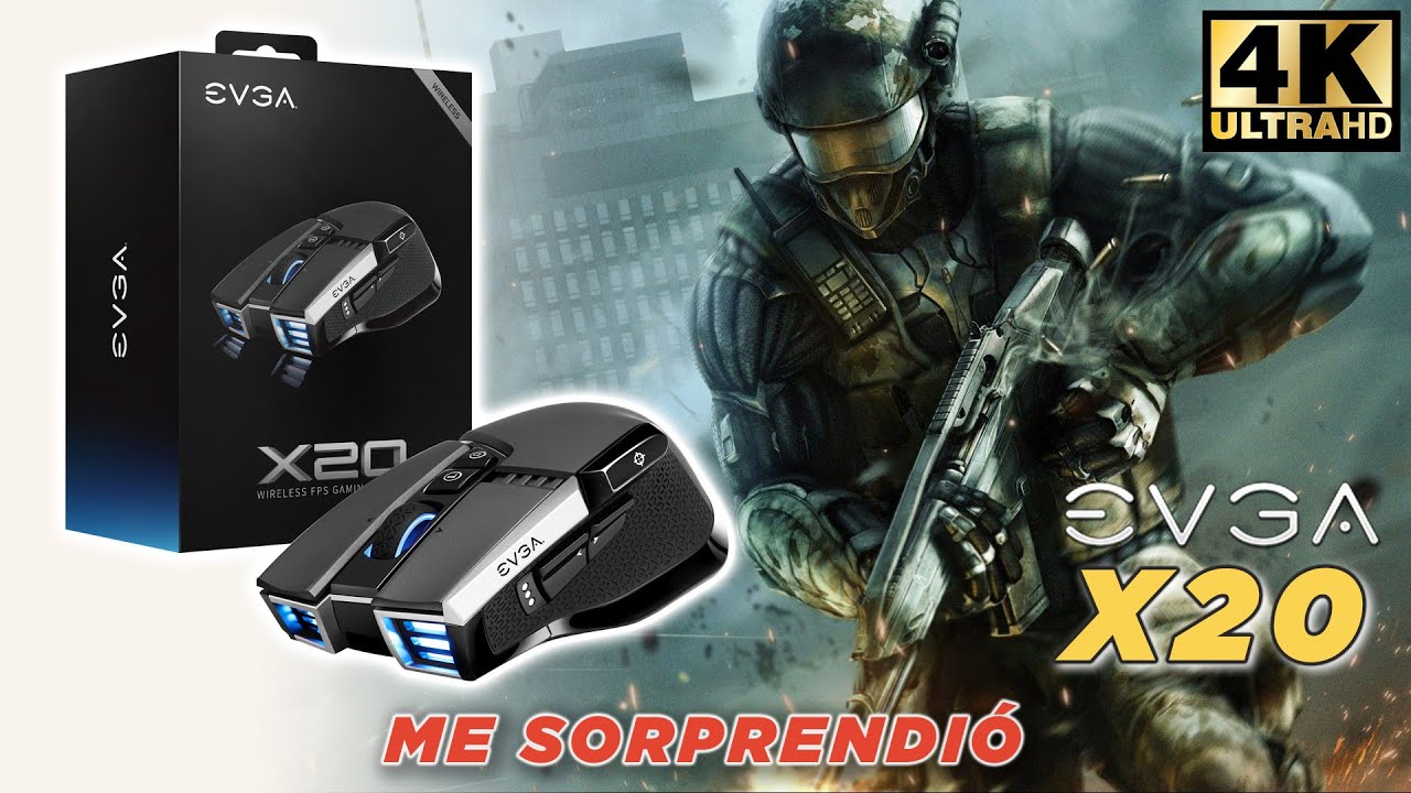 EVGA X20 Gaming Mouse INALAMBRICO, 16,000 DPI, 5 perfiles, 10 Botones, ergonómico 903-T1-20BK-KR