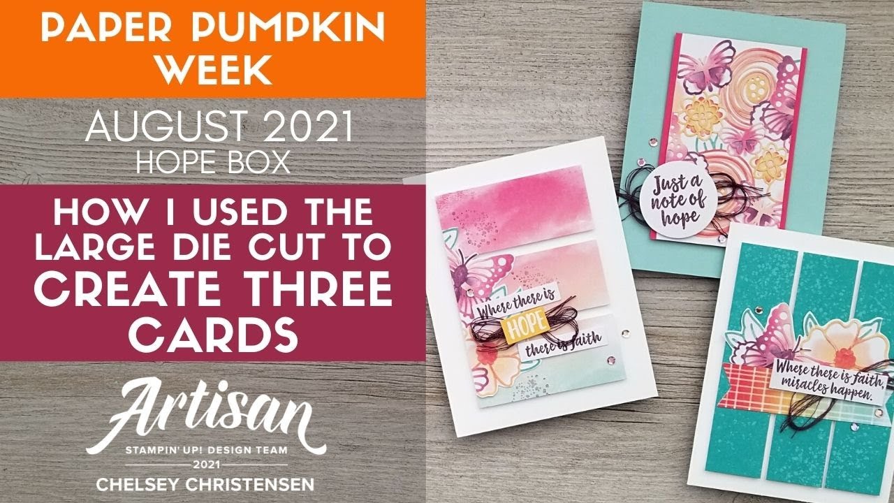 How I used the large die cut from AUGUST PAPER PUMPKIN KIT to create 3 handmade cards - Stampin' Up!
