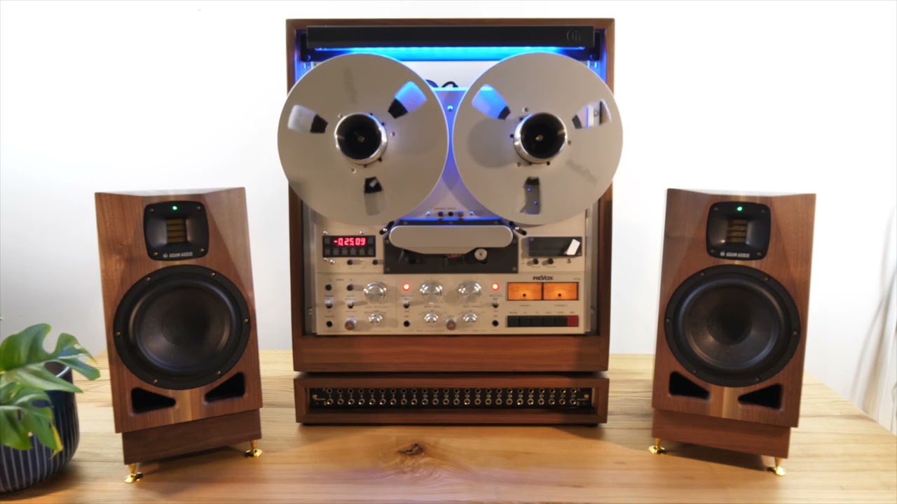 Custom Walnut ADAM A7V monitors by Mixingtable / Revox PR99