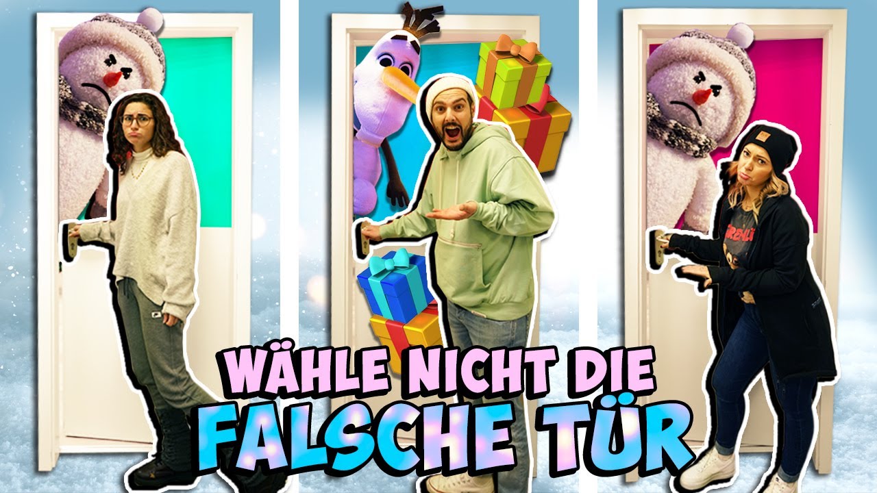 WÄHLE NICHT DIE FALSCHE WEIHNACHTSTÜR CHALLENGE! Treffen wir auf böse Schneemänner oder Happy Olaf?