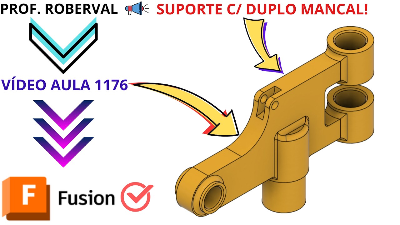 Aula 1176 - Modelamento do Suporte com Duplo Mancal no Autodesk Fusion