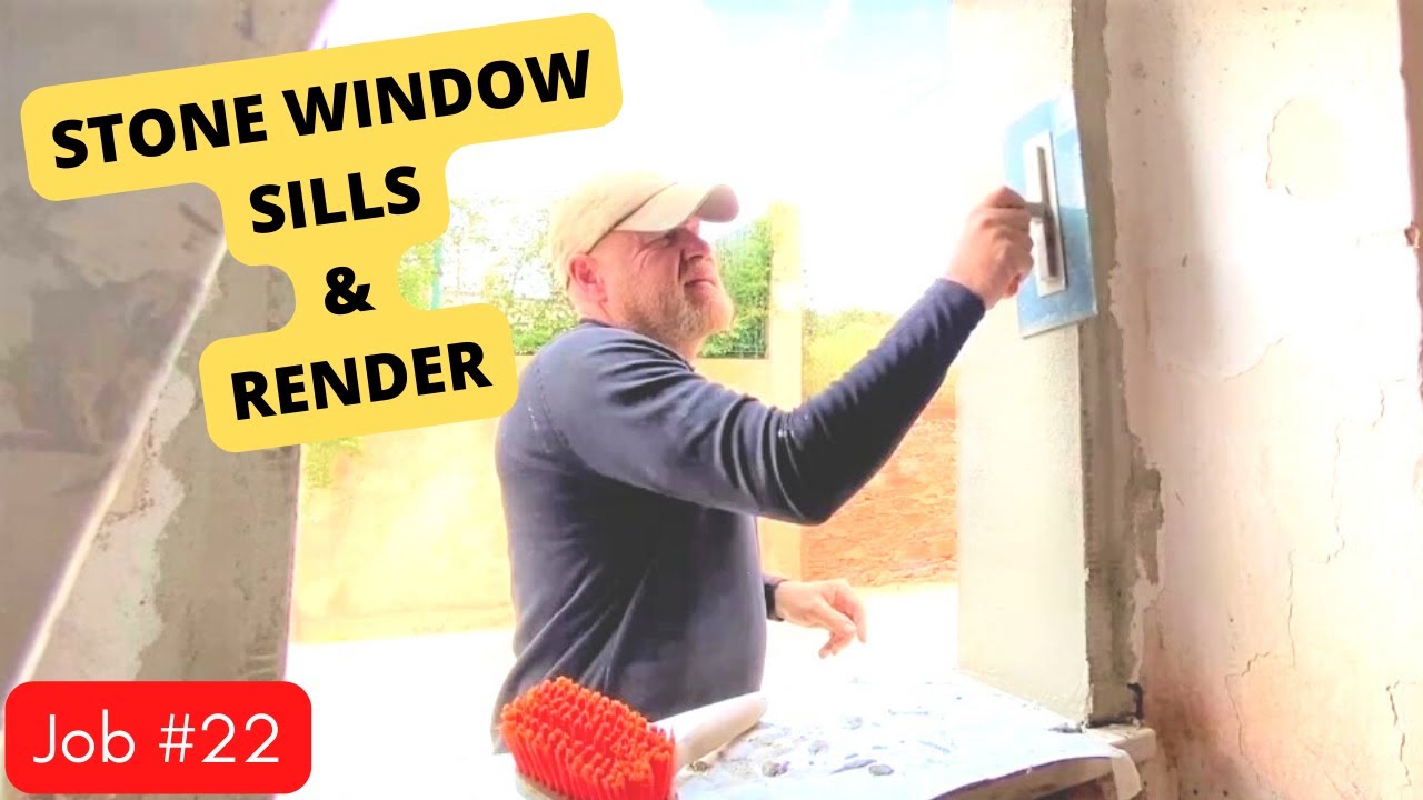 Fitting stone window sills | rendering the window frames