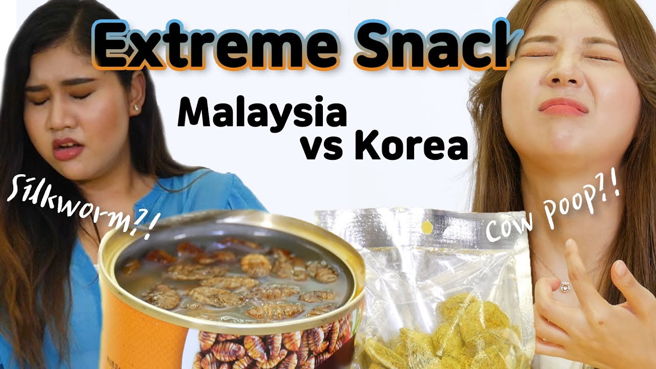 Cabaran Snek Ekstrem Korea VS Malaysia: Pupa Sutera, Tahi lembu?! ｜Blimey X HurrTV