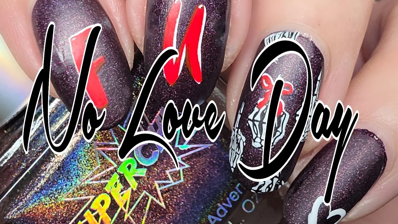 No Valentine's Day Art using a Halloween plate from Clear Jelly Stamper 🖕💔