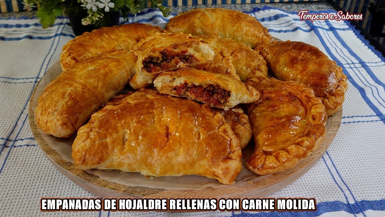 MUNDIALES EMPANADAS DE HOJALDRE RELLENAS DE CARNE Y CON REPULGUE muy Fáciles y Riquisimas
