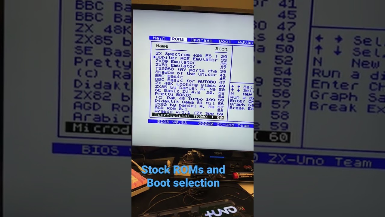 Stock rom and boot selection on the +UNO #speccy #zxspectrum