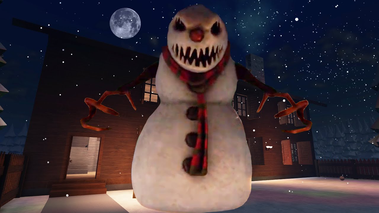 Roblox The Christmas Experience [Full Walkthrough] -BIG SNOWMAN MONSTER IN A WINTER NIGHT FOREST