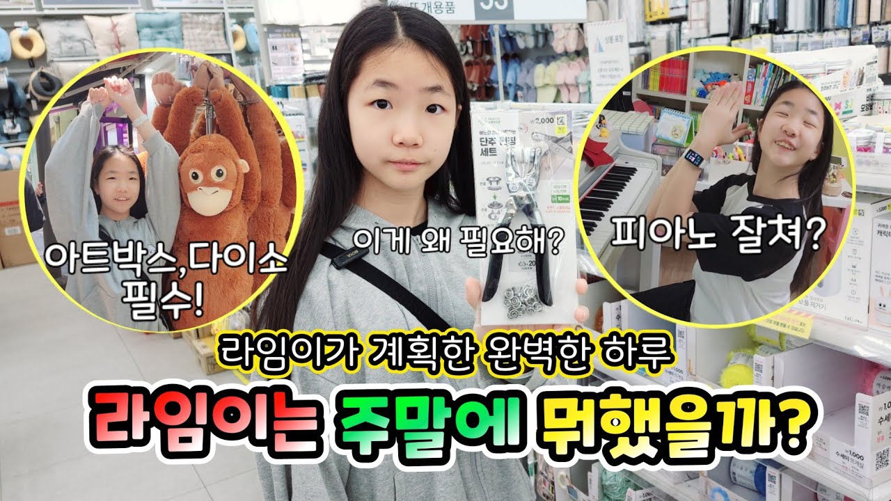 라임이는 주말에 뭐할까? 문구쇼핑 아트박스,다이소는 꼭 가네요ㅋㅋㅋ 롤롤라임팸 가족일상 브이로그