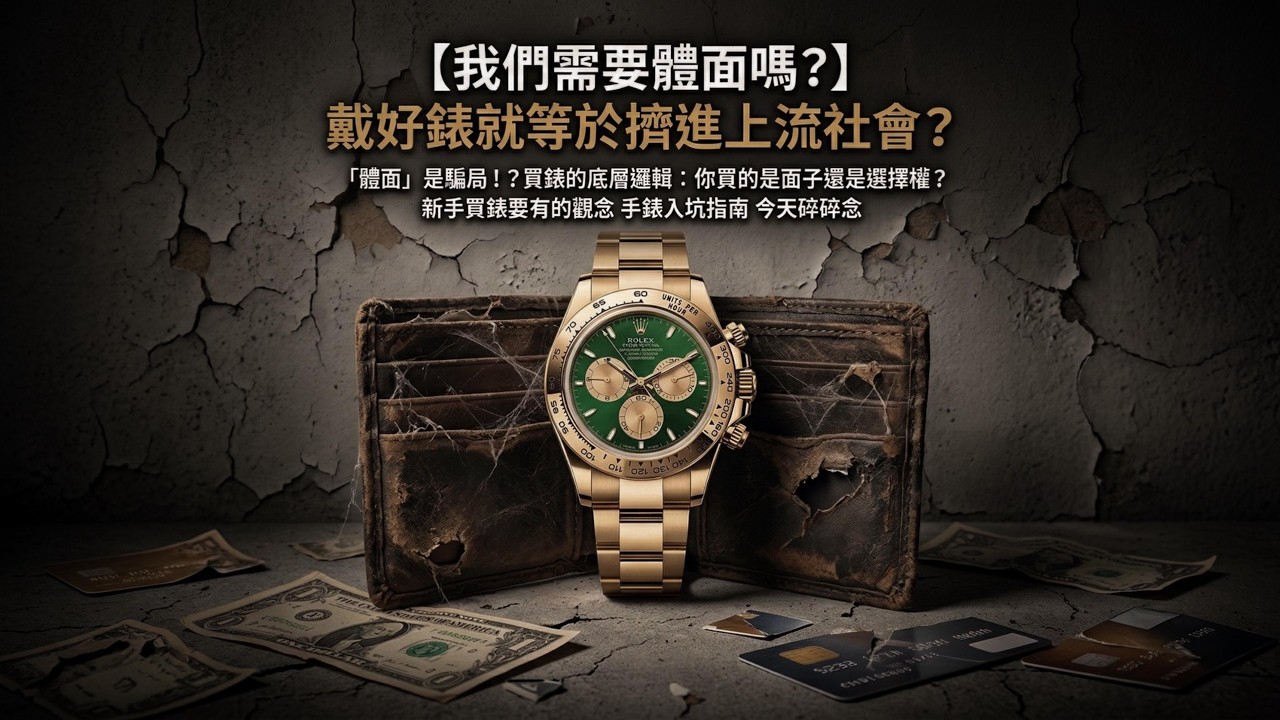 新手剛入坑的觀念【我們需要體面嗎?】戴好錶就等於擠進上流社會？「體面」是騙局！?買錶的底層邏輯：你買的是面子還是選擇權？新手買錶要有的觀念手錶入坑指南 SEIKO ROLEX OMEGA TISSOT