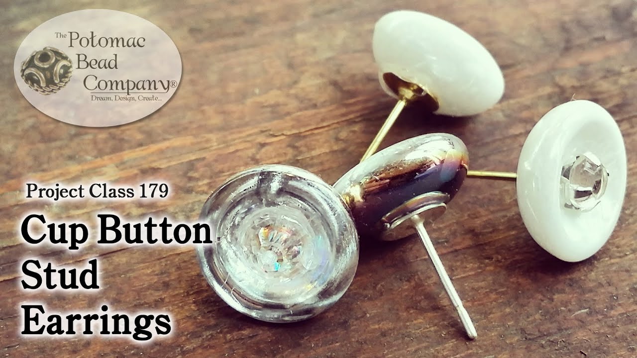 Cup Button Stud Earrings - DIY Jewelry Making Tutorial by PotomacBeads