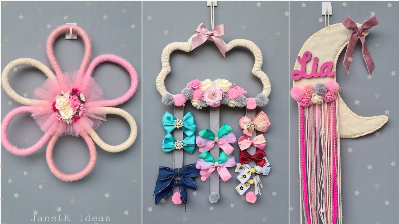 3 Decoraciones para el CUARTO DE TU NIÑA 😍 gastando muy poco , PORTA MOÑOS !!