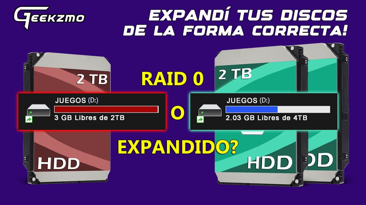 🛑RAID 0 vs DISCO EXPANDIDO: Cómo UNIR 2 DISCOS DUROS y no equivocarte (Windows)