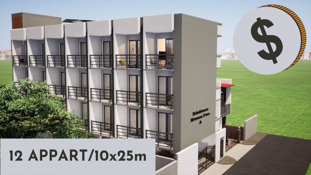Visite guidée d'un projet architectural de 12 appartements sur un terrain 10x25M