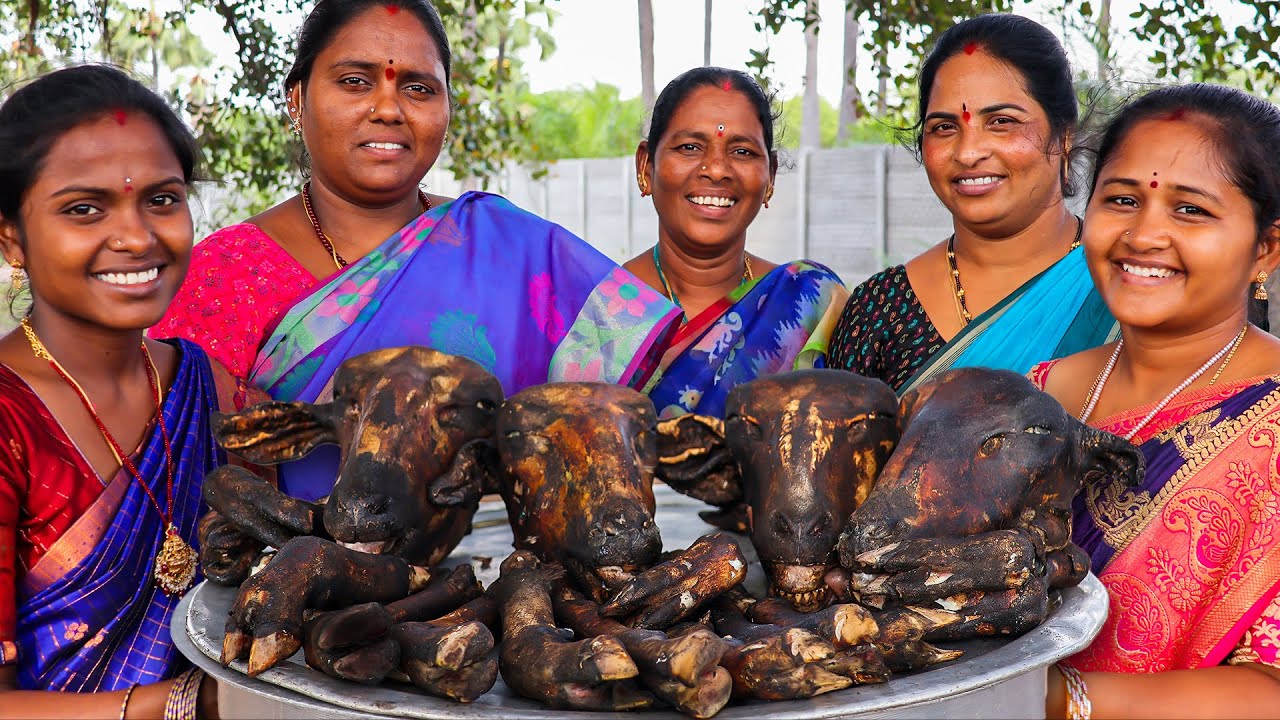 GOAT HEAD And LEGS Curry | మేక కాళ్ళు తలకాయ కూర | Telangana Village Food