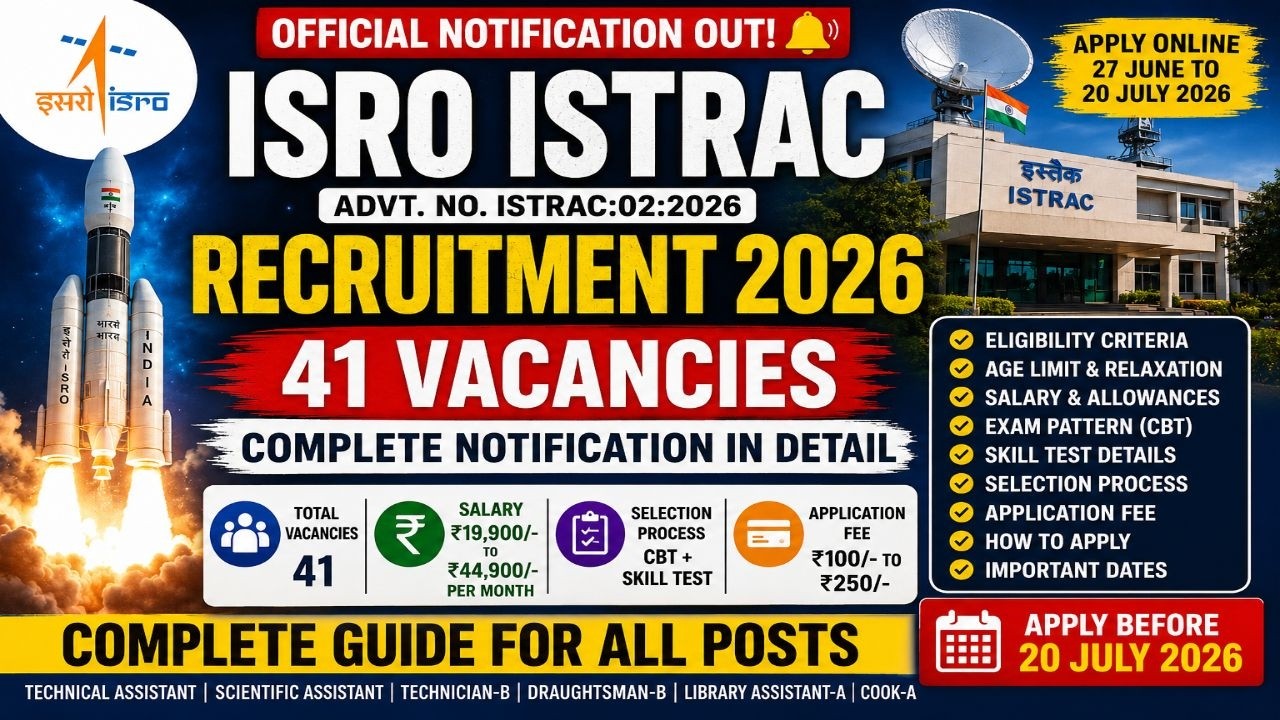 ISRO ISTRAC Recruitment 2026 | 41 Vacancies | Eligibility, Salary, CBT, Fee & Complete Guide || CSE