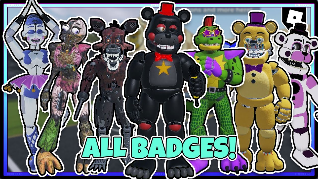 HOW TO GET ALL 34 BADGES and SECRET CHARACTERS in Fredbear's Mega Roleplay | ROBLOX