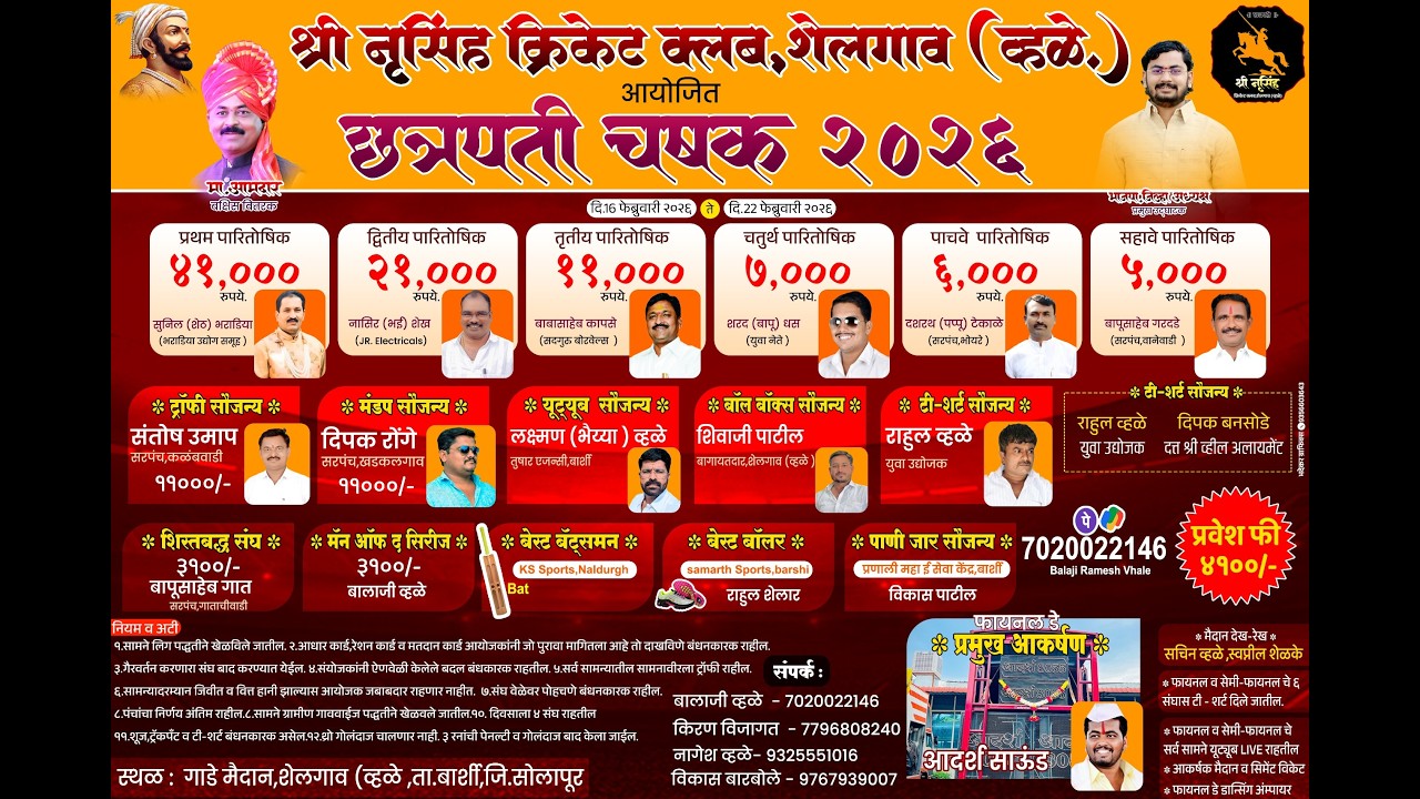 छत्रपती चषक 2026 शेलगाव व्हळे