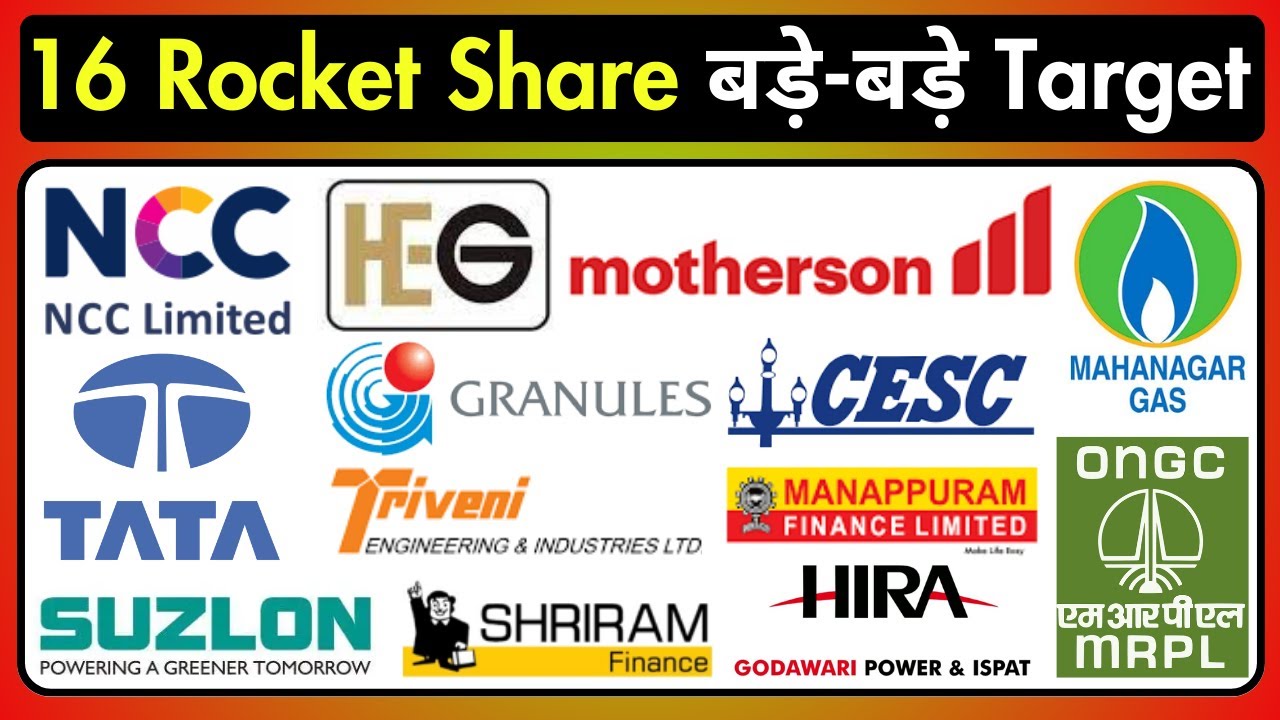 16 🚀 Share बड़े-बड़े Target Suzlon Energy, Tata Investment, HEG Ltd, Manappuram Fin, Shriram Fin, NCC