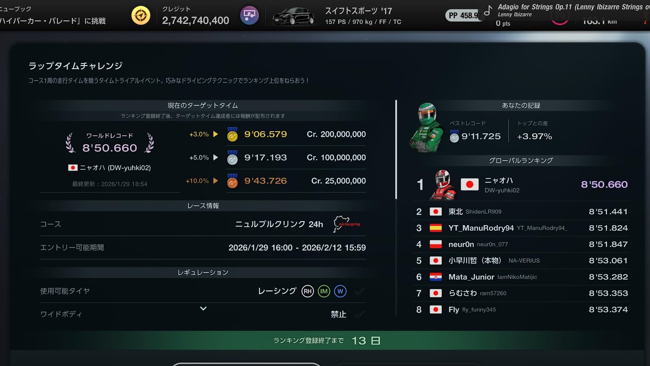 グランツーリスモ 7_20260129220100ﾗｯﾌﾟﾀｲﾑﾁｬﾚﾝｼﾞﾆｭﾙ🥈