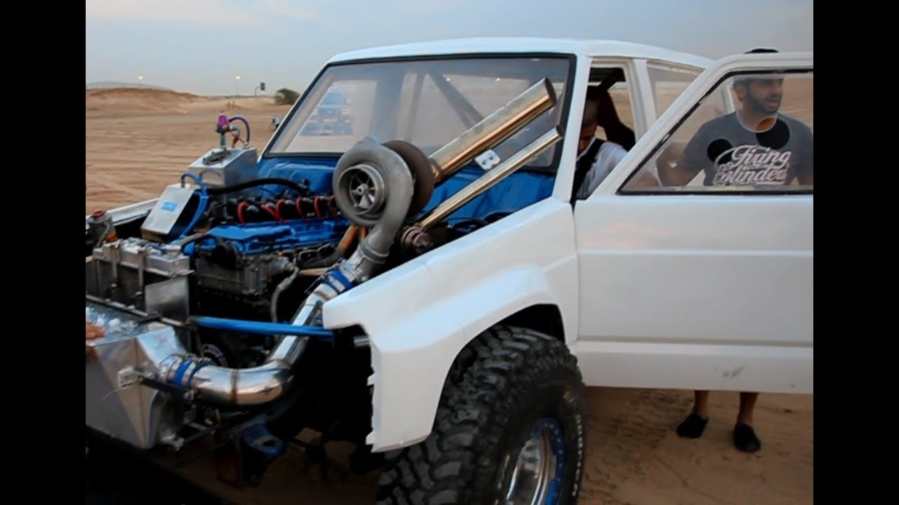 Sand drag race with HUGE turbos!