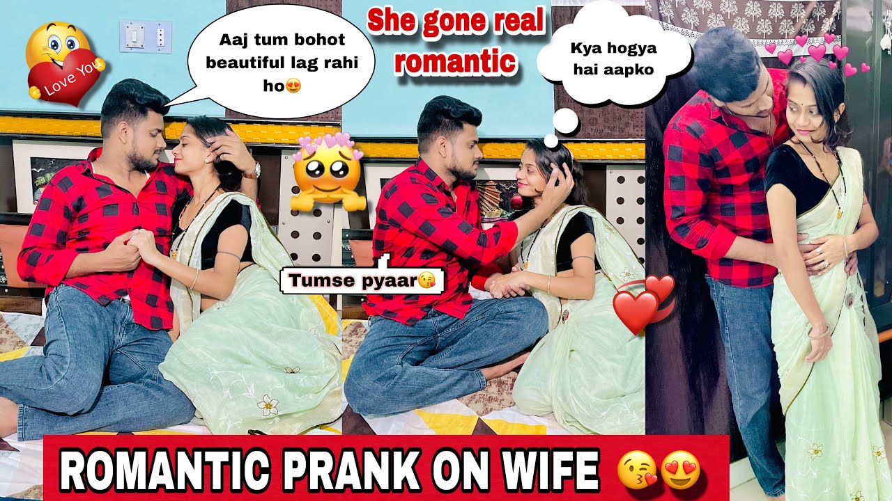 Romantic Prank On Wife💋 | She gone Romantic 😍 #prank on #indian wife 🤪 | @ASHUFUNCLUBS45 