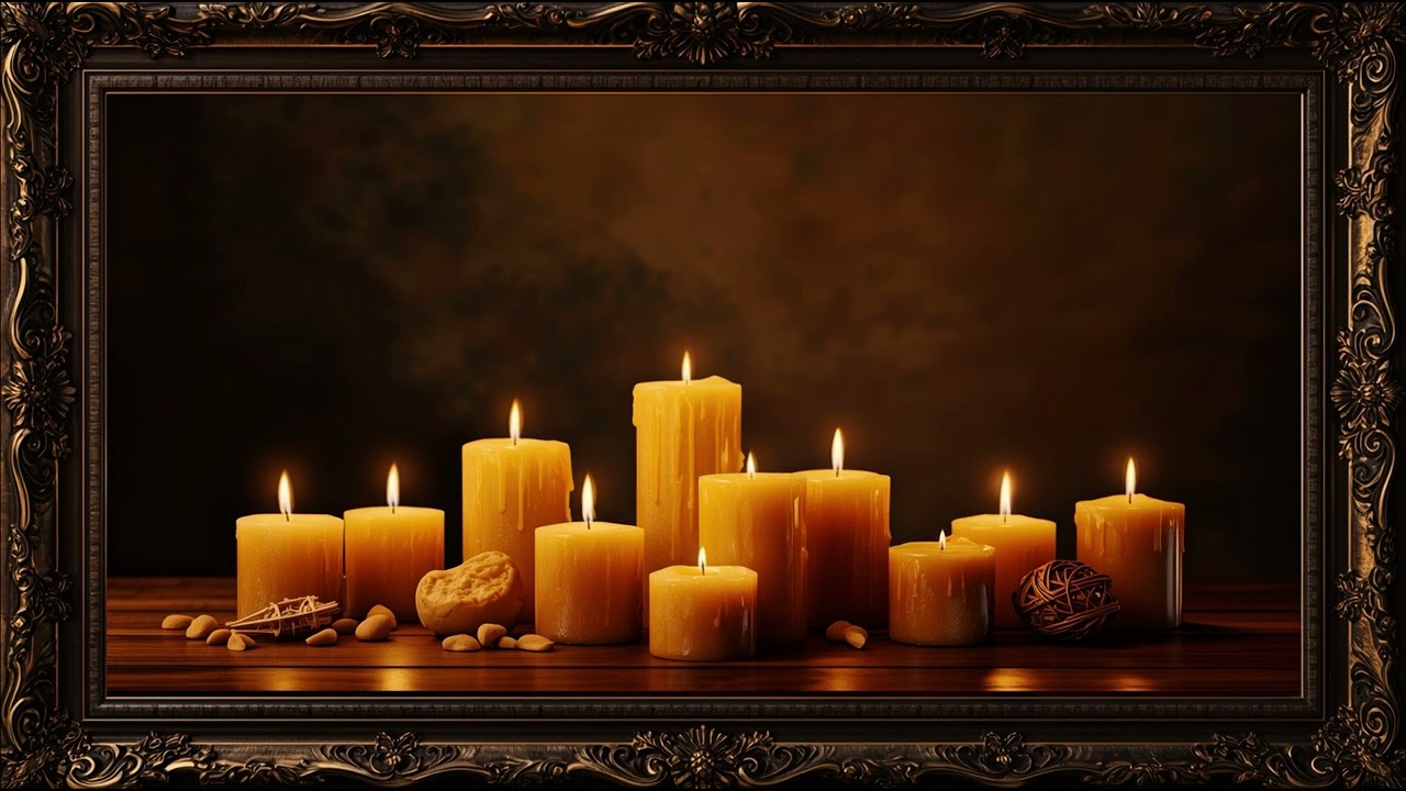Luxury Candlelight Ambience 🕯️ | 4K TV Wallpaper | Elegant Framed Candles | Cozy & Relaxing