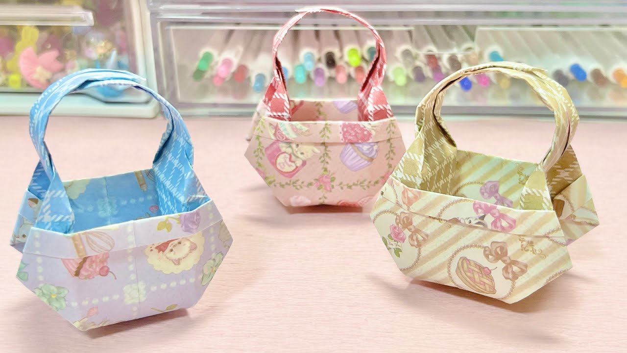 【折り紙】ミニカバンの作り方💞お菓子を入れてプレゼントにも可愛い！