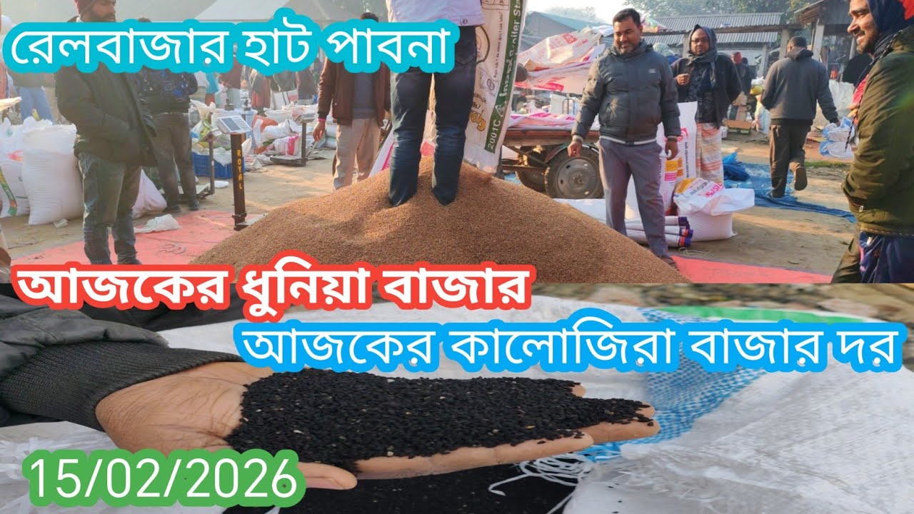 15 February 2026 আজকের কালোজিরা বাজার দর। আজকের ধুনিয়া বাজার দর। রেলবাজার হাট চাটমোহর পাবনা 