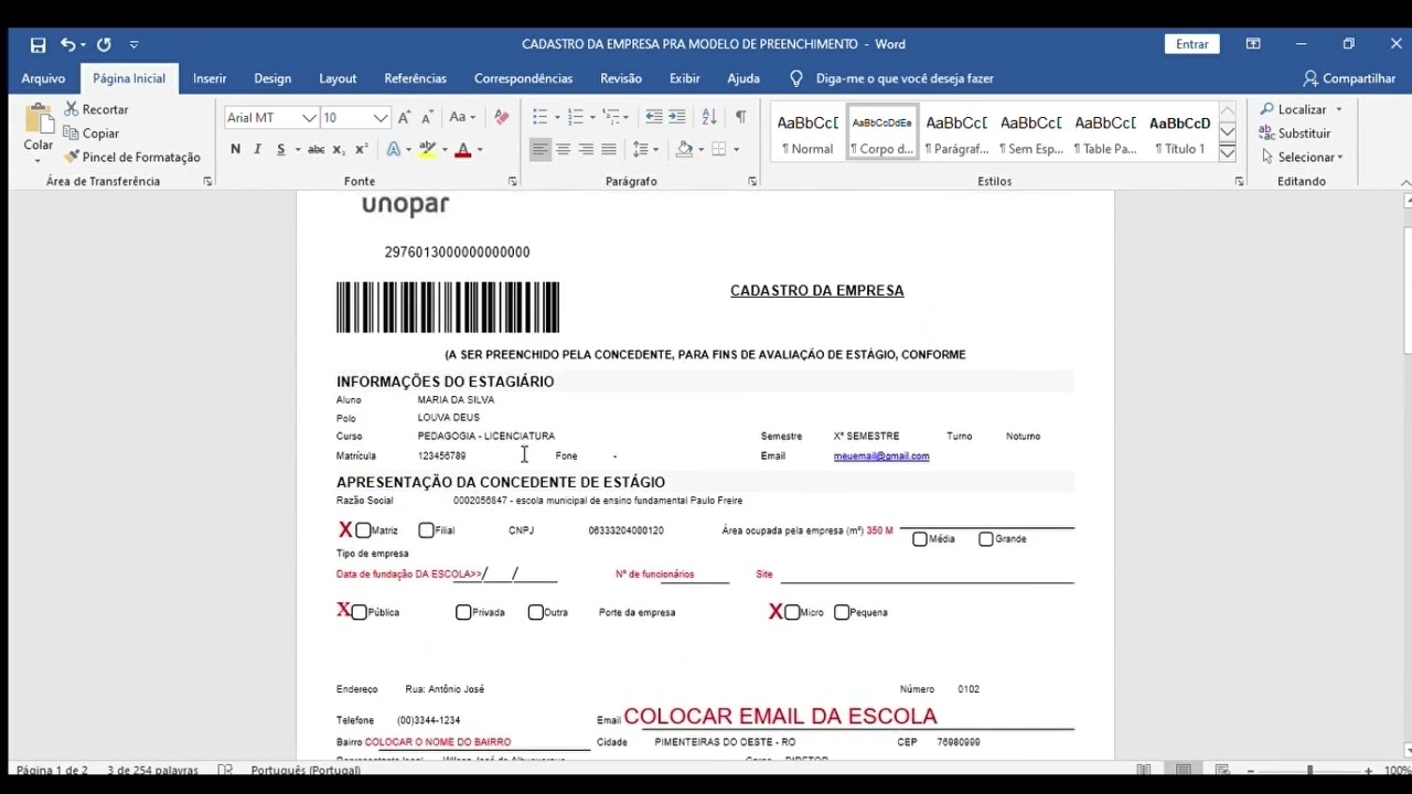 COMO PREENCHER O CADASTRO DA EMPRESA E TERMO DE COMPROMISSO