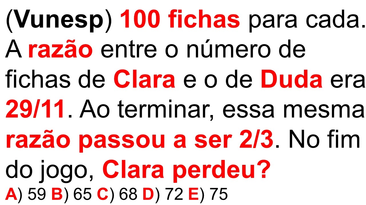 MATEMÁTICA BÁSICA DA VUNESP - RAZÃO E PROPORÇÃO de forma prática e fácil