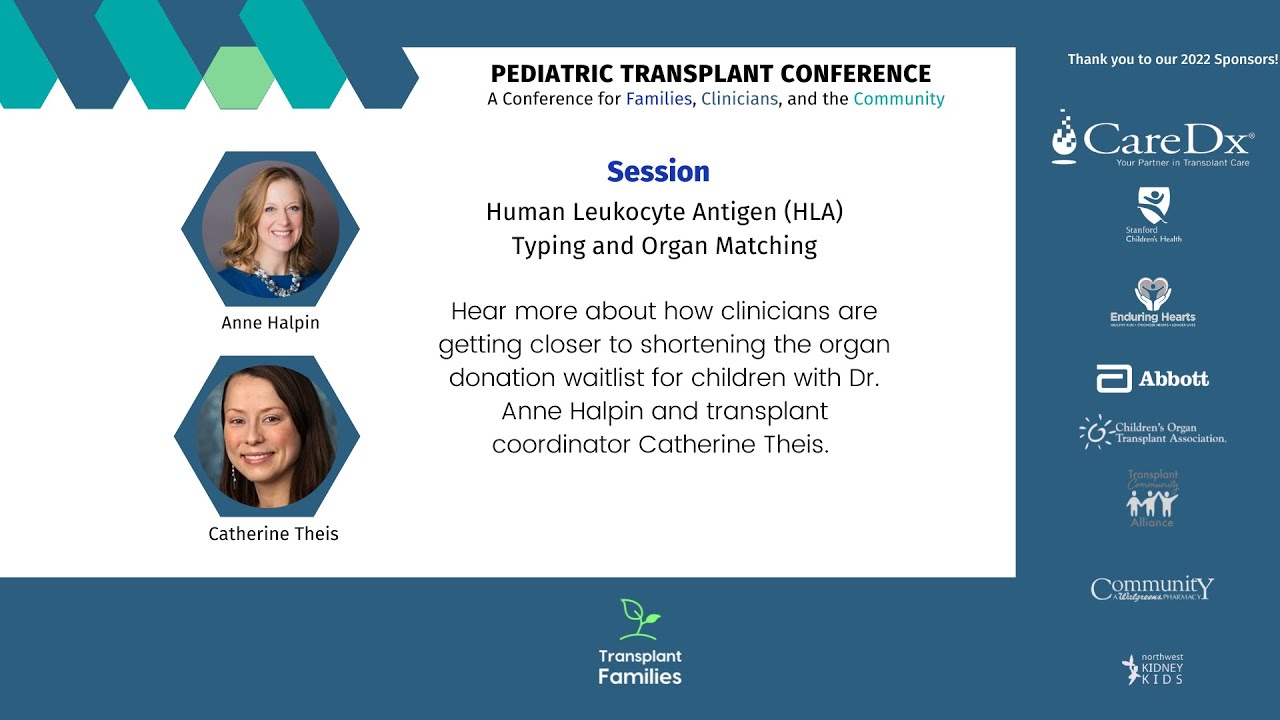 Human Leukocyte Antigen (HLA) typing and organ matching - 2022 Pediatric Transplant Conference