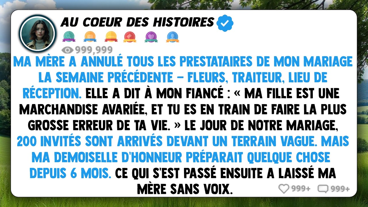 Ma mère a annulé tous les prestataires de mon mariage la semaine précédente — fleurs, traiteur...