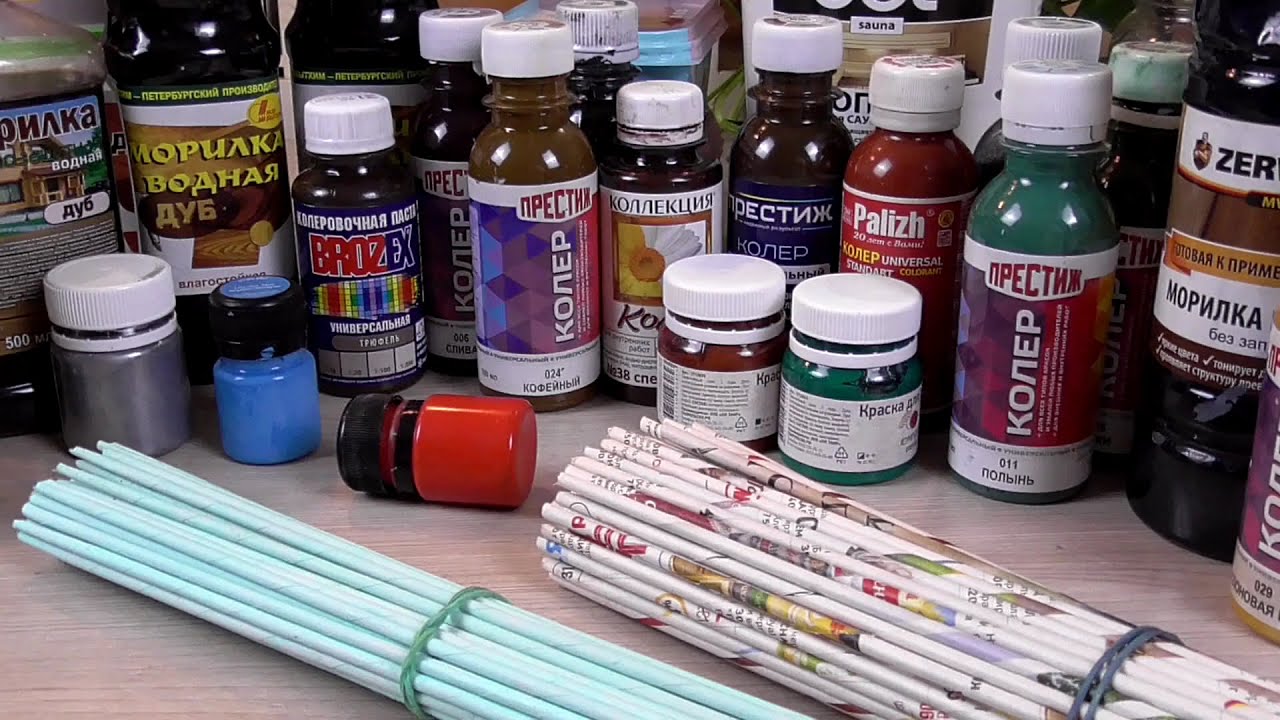 Как и чем покрасить газетные трубочки/Плетение для начинающих